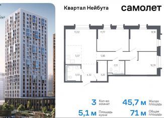 Продажа 3-ком. квартиры, 71 м2, Владивосток, жилой комплекс Квартал Нейбута, 141к2, Ленинский район