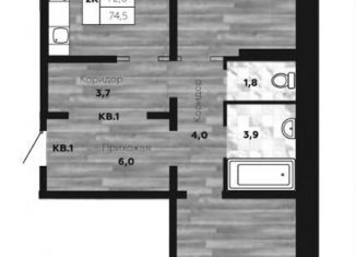 Продается 2-комнатная квартира, 73.5 м2, Новосибирск, улица Николая Островского, 195/5, метро Берёзовая роща