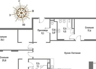 Продажа трехкомнатной квартиры, 150.5 м2, Москва, улица Матросская Тишина, 12, район Сокольники