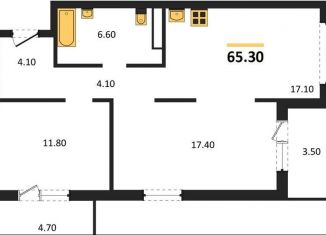 Продаю 2-ком. квартиру, 65.3 м2, Новосибирск, ЖК Галактика, улица Николая Островского, 195/6