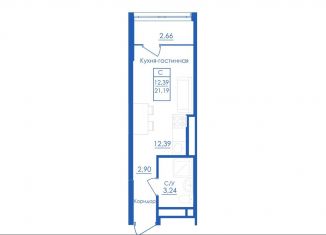 Продам квартиру студию, 21.2 м2, село Михайловка, Новоуфимская улица, 13