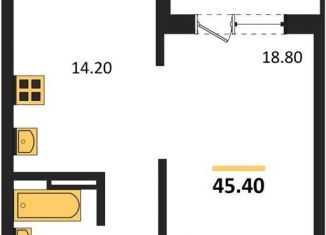 Однокомнатная квартира на продажу, 45.4 м2, Новосибирск, метро Заельцовская