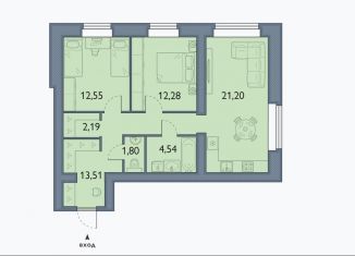 Продам 2-ком. квартиру, 68.1 м2, посёлок Мичуринский