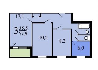 Продается 3-ком. квартира, 58.6 м2, Москва, Севастопольский проспект, 13к1, станция Крымская