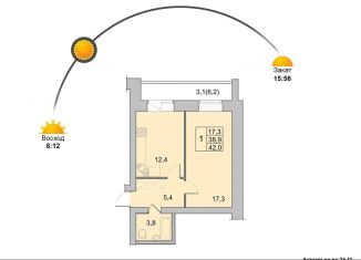 Продается 1-ком. квартира, 42 м2, Вологда, Окружное шоссе, 39