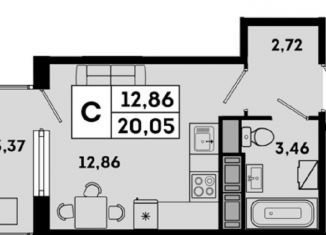 Продажа квартиры студии, 20 м2, Санкт-Петербург, муниципальный округ Коломяги, Суздальское шоссе, 18к2