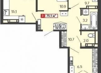 Продается 3-комнатная квартира, 75.1 м2, Пензенская область, Алая улица, с74