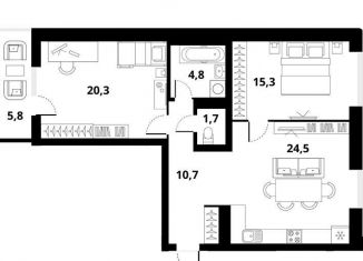 3-ком. квартира на продажу, 82.2 м2, Новосибирск, Тайгинская улица, с4