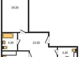 2-комнатная квартира на продажу, 80.8 м2, Воронеж, улица Фёдора Тютчева, 93/4, ЖК Микрорайон Боровое