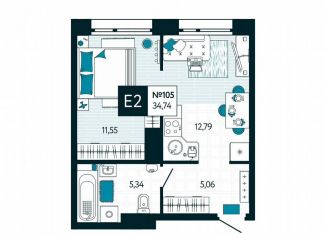 Продам 1-комнатную квартиру, 34.7 м2, Тульская область