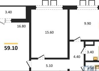 Продается 2-комнатная квартира, 59.1 м2, Воронежская область, улица Шишкова, 140Б/6