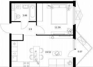 Продам 1-ком. квартиру, 39.2 м2, Москва, станция Ховрино, жилой комплекс Бусиновский Парк, 1.3