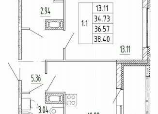 Продается 1-комнатная квартира, 38.4 м2, Санкт-Петербург, муниципальный округ Юнтолово, Арцеуловская аллея, 7к1