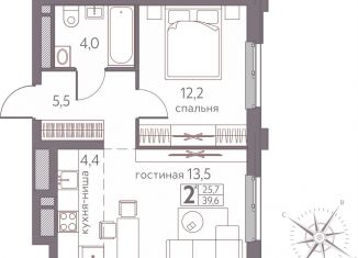 Продается 2-ком. квартира, 39.6 м2, Пермь, ЖК Погода, Серебристая улица, 3