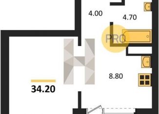 1-комнатная квартира на продажу, 34.2 м2, Новосибирск, Ленинский район