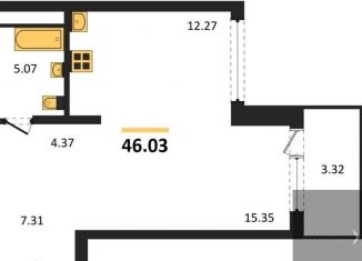 Продам 1-ком. квартиру, 46 м2, Воронеж, Железнодорожный район, набережная Чуева, 7