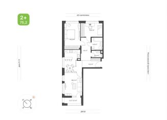 Продаю 2-ком. квартиру, 75.2 м2, Татарстан, Московский проспект, 35