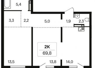 Продается 2-комнатная квартира, 69.8 м2, Новосибирск, Калининский район, Игарская улица, 5