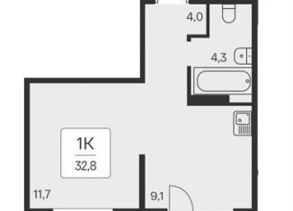 Продаю 1-ком. квартиру, 32.8 м2, Новосибирск, Игарская улица, 6