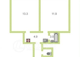 Продам двухкомнатную квартиру, 34.7 м2, Тюмень, Олимпийская улица, 25, Восточный округ