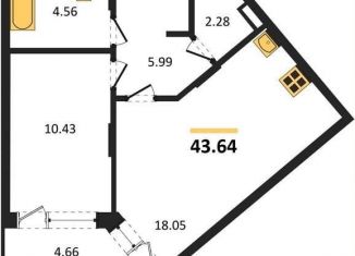 Продам 1-комнатную квартиру, 43.6 м2, Воронеж, Коминтерновский район