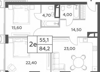 Трехкомнатная квартира на продажу, 84.2 м2, Москва, ЖК Вилл Тауэрс, проспект Генерала Дорохова, вл1к1