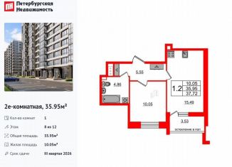 Продаю 1-ком. квартиру, 36 м2, Санкт-Петербург, Кубинская улица, 1к3