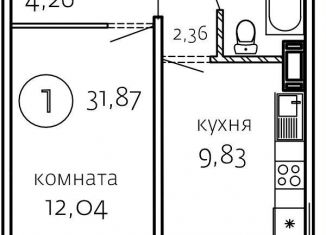 1-комнатная квартира на продажу, 31.9 м2, Челябинск