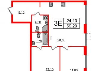 Продажа 2-ком. квартиры, 69.2 м2, Санкт-Петербург, улица Шостаковича, 3к1