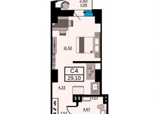 Продам квартиру студию, 28.8 м2, Ростов-на-Дону, Красноармейская улица, 157В/83с3, Кировский район