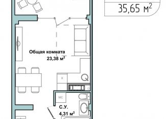 Продаю однокомнатную квартиру, 34.8 м2, Севастополь