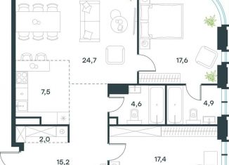 Продаю 3-комнатную квартиру, 93.9 м2, Москва, Профсоюзная улица, 2/22