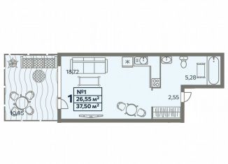 Продается квартира студия, 37.2 м2, Крым