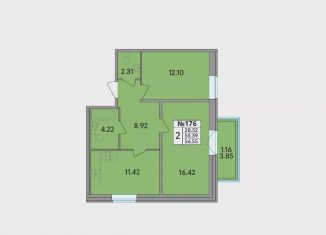 Продаю 2-ком. квартиру, 56.6 м2, Ленинградская область