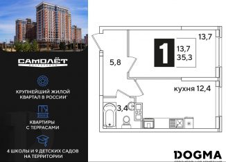 Продам однокомнатную квартиру, 35.3 м2, Краснодарский край