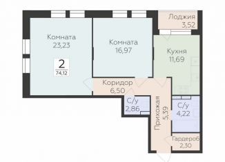 Продается двухкомнатная квартира, 74.1 м2, Воронеж, Коминтерновский район, улица 45-й Стрелковой Дивизии, 259/27