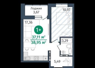 Продается 1-ком. квартира, 37.1 м2, деревня Дударева