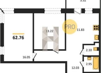 Продается двухкомнатная квартира, 62.8 м2, Воронеж, Левобережный район