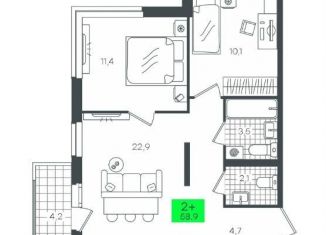 Продажа 2-комнатной квартиры, 58.9 м2, деревня Дударева, улица Сергея Джанбровского, 2