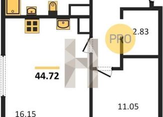 Продам 1-ком. квартиру, 44.7 м2, Воронеж, Ленинский район