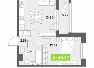 Продается однокомнатная квартира, 39.5 м2, Санкт-Петербург, Московский район