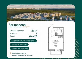 Продам квартиру студию, 25 м2, Санкт-Петербург, Ивинская улица, 5к1, метро Беговая