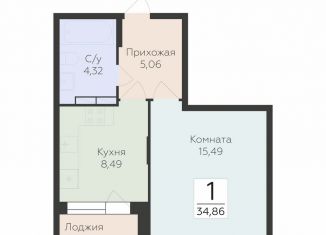 1-ком. квартира на продажу, 34.9 м2, Воронеж, улица 45-й Стрелковой Дивизии, 259/27, Коминтерновский район