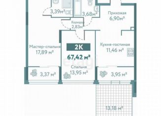 2-ком. квартира на продажу, 67.4 м2, Тюмень, улица Павла Никольского, 10к1блок1, ЖК Акватория