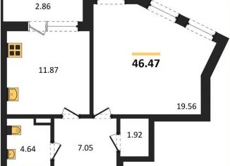 1-ком. квартира на продажу, 46.5 м2, Воронеж, Левобережный район