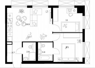 Продается 2-комнатная квартира, 49.9 м2, Москва, район Перово