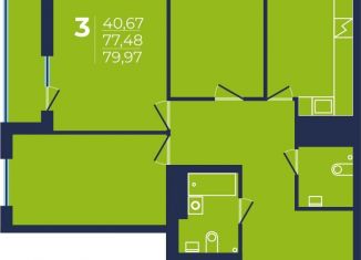 3-комнатная квартира на продажу, 80 м2, Уфа, Ленинский район, проспект Дружбы Народов, 51