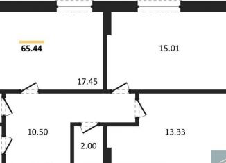 Продается двухкомнатная квартира, 65.8 м2, Воронеж, Донбасская улица, 25к2