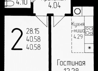 Продам 2-комнатную квартиру, 40.6 м2, Уфа, Кировский район, Бородинская улица, 19