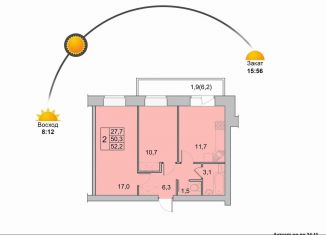 2-комнатная квартира на продажу, 52.2 м2, Вологодская область, Окружное шоссе, 39